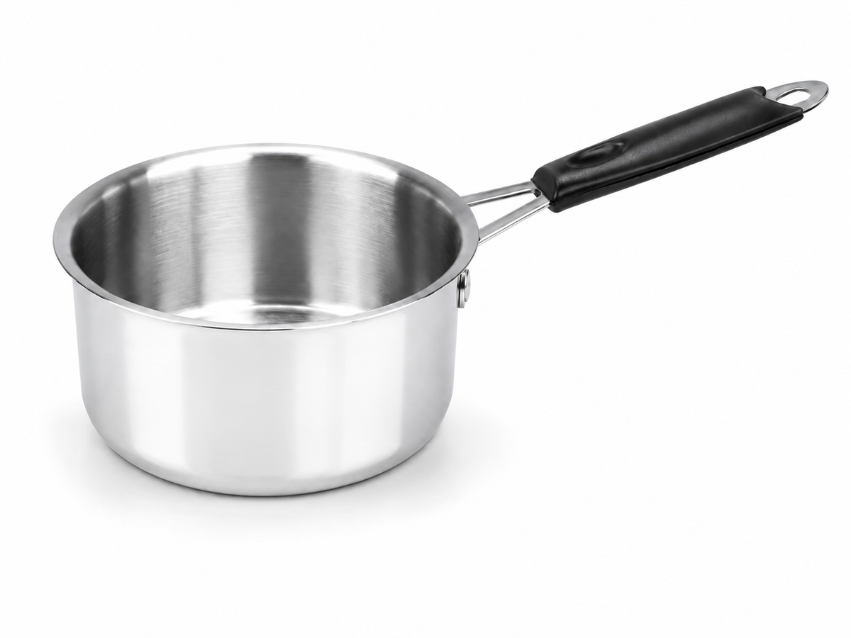 Stainless Steel Saucepan with Black Handle