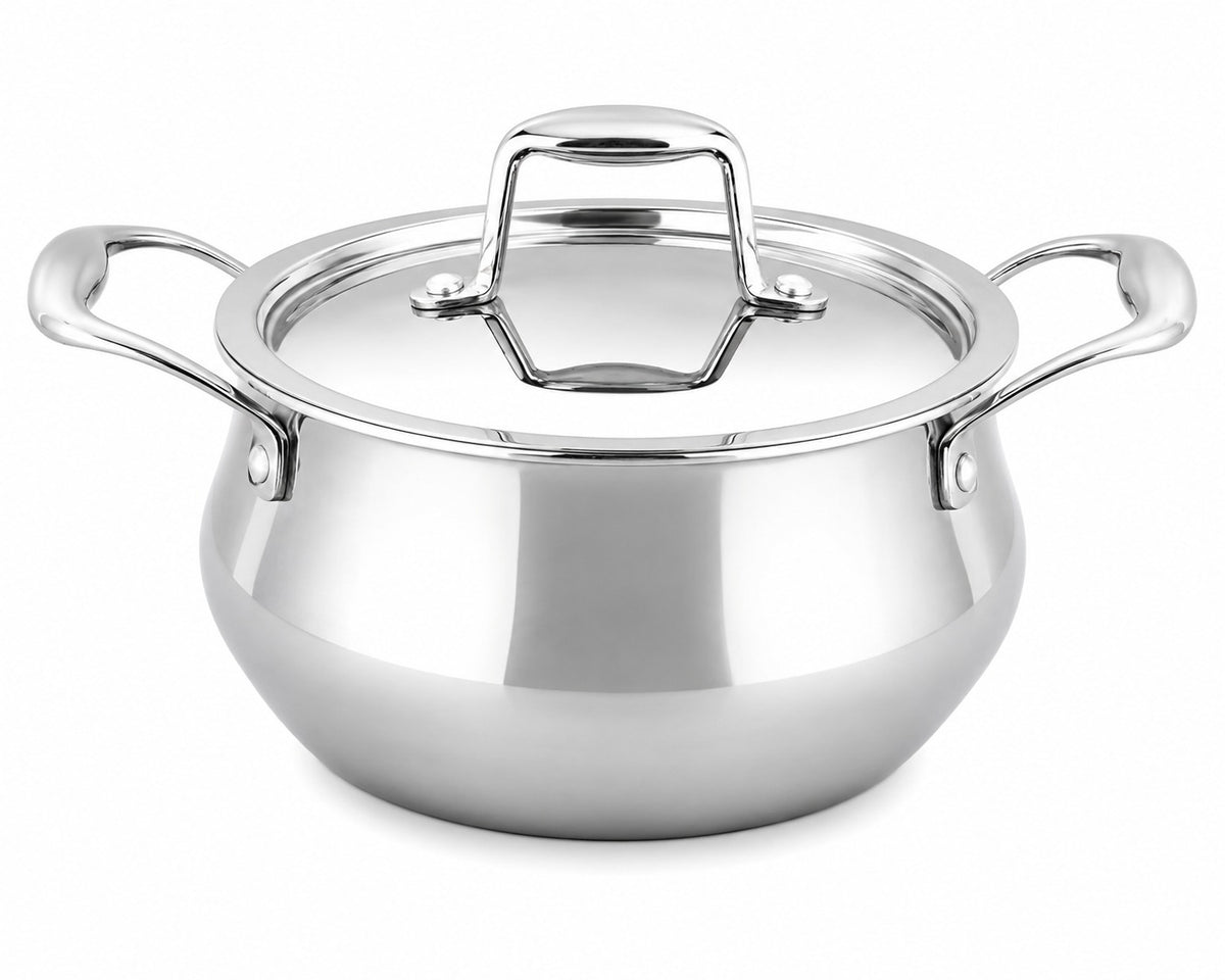 Stainless steel kadai with lid and handles