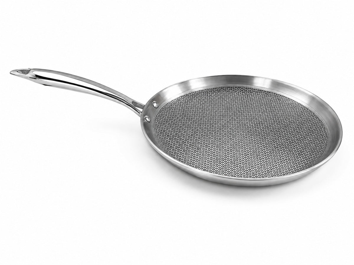 Stainless steel flat tawa with long handle